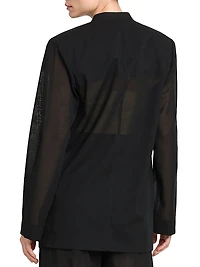 Sheer Wool-Blend Voile U-Neck Blazer