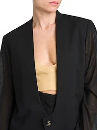 Sheer Wool-Blend Voile U-Neck Blazer