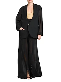Sheer Wool-Blend Voile U-Neck Blazer