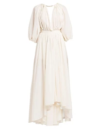 Gathered Cotton-Blend Maxi Dress