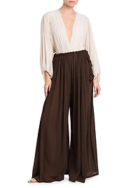 Gathered Stretch-Tulle Bodysuit