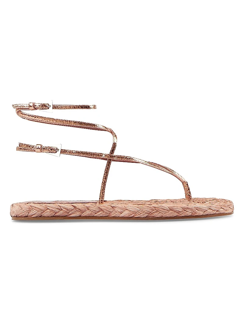 Hydra Metallic Leather Ankle-Wrap Sandals