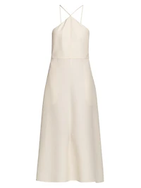 Sleeveless Silk-Wool A-Line Midi-Dress