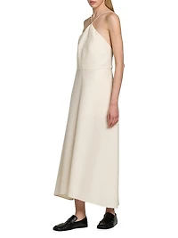 Sleeveless Silk-Wool A-Line Midi-Dress