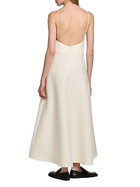 Sleeveless Silk-Wool A-Line Midi-Dress