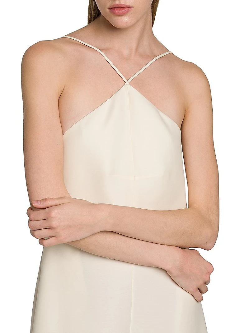 Sleeveless Silk-Wool A-Line Midi-Dress