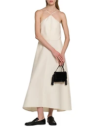 Sleeveless Silk-Wool A-Line Midi-Dress