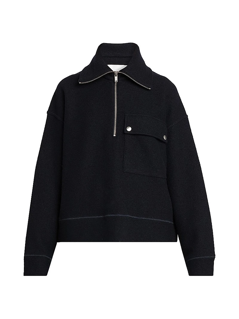 Wool-Blend Half-Zip Sweatshirt