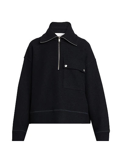 Wool-Blend Half-Zip Sweatshirt