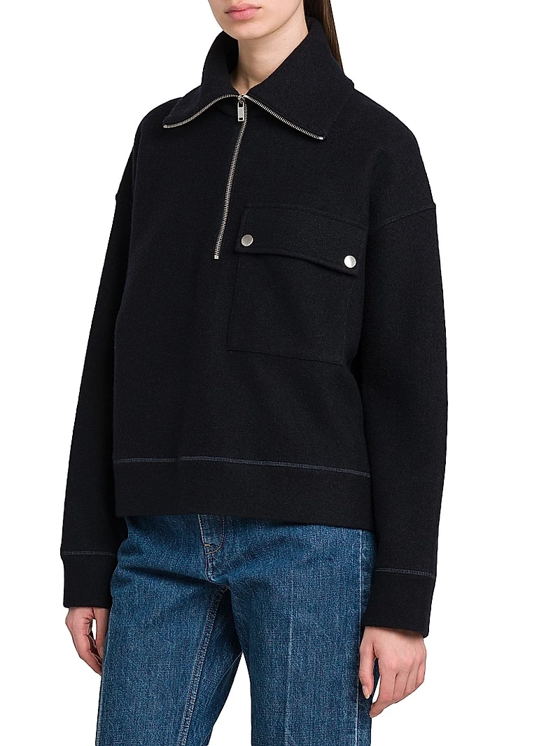 Wool-Blend Half-Zip Sweatshirt