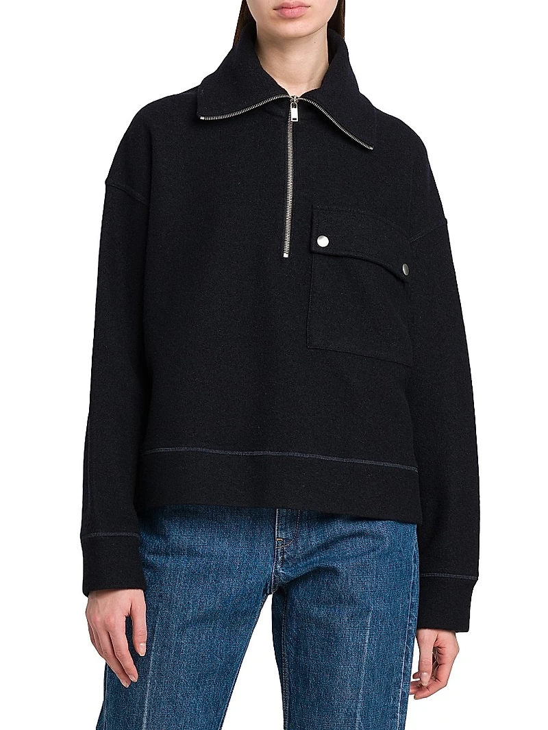 Wool-Blend Half-Zip Sweatshirt