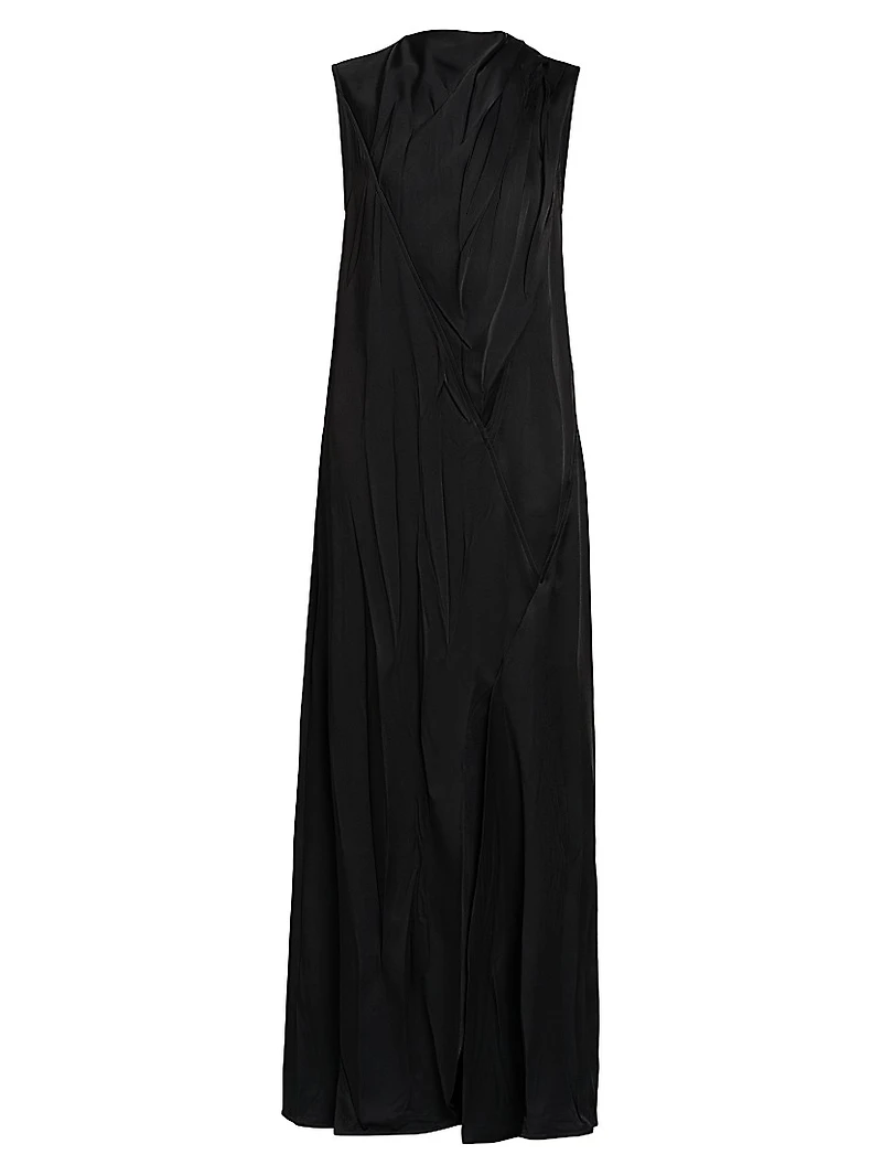 Crinkle Satin Sleeveless Maxi Dress