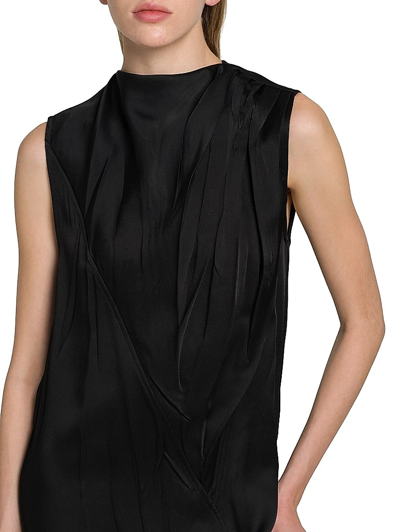 Crinkle Satin Sleeveless Maxi Dress