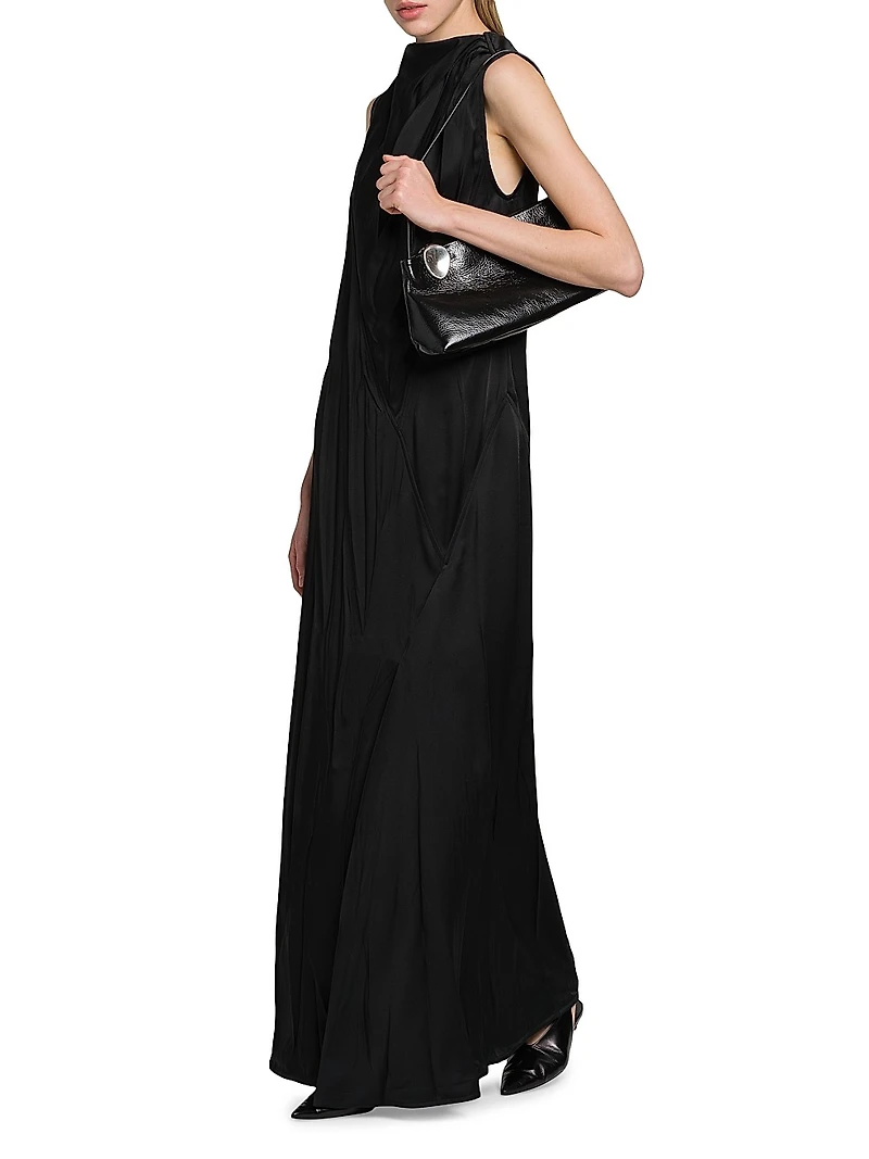 Crinkle Satin Sleeveless Maxi Dress