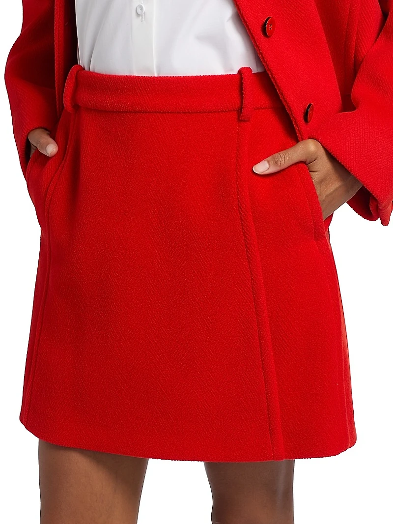 Yorkshire Chevron Wool Miniskirt