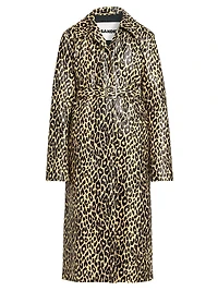 Leopard Coated Linen Trench Coat