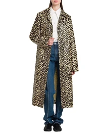 Leopard Coated Linen Trench Coat