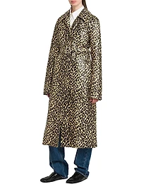 Leopard Coated Linen Trench Coat