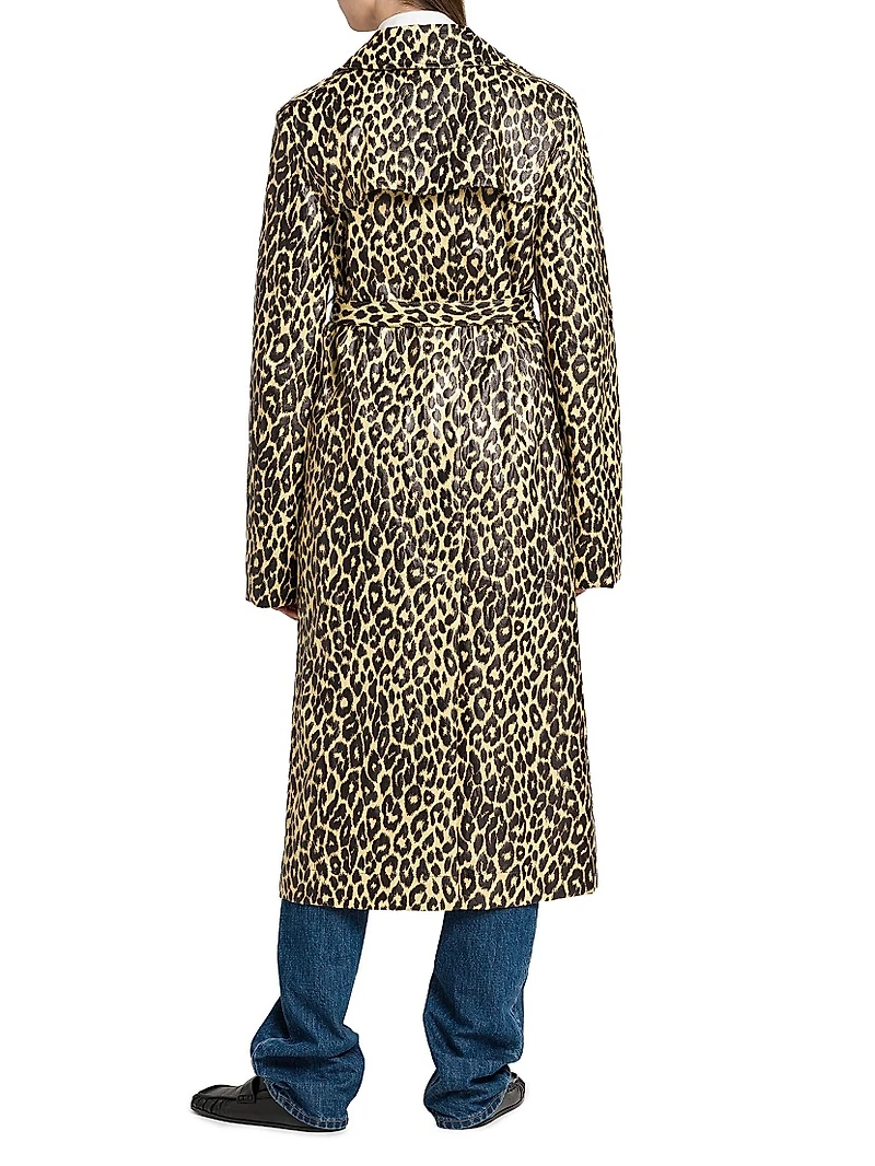 Leopard Coated Linen Trench Coat