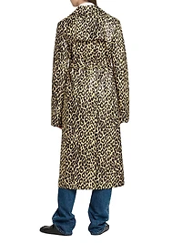 Leopard Coated Linen Trench Coat
