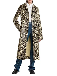 Leopard Coated Linen Trench Coat