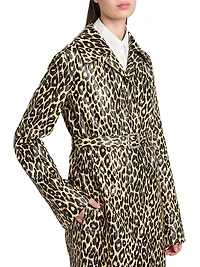 Leopard Coated Linen Trench Coat