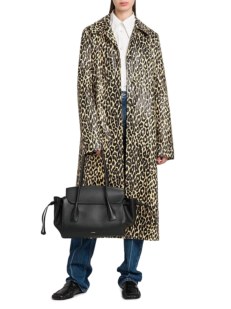 Leopard Coated Linen Trench Coat