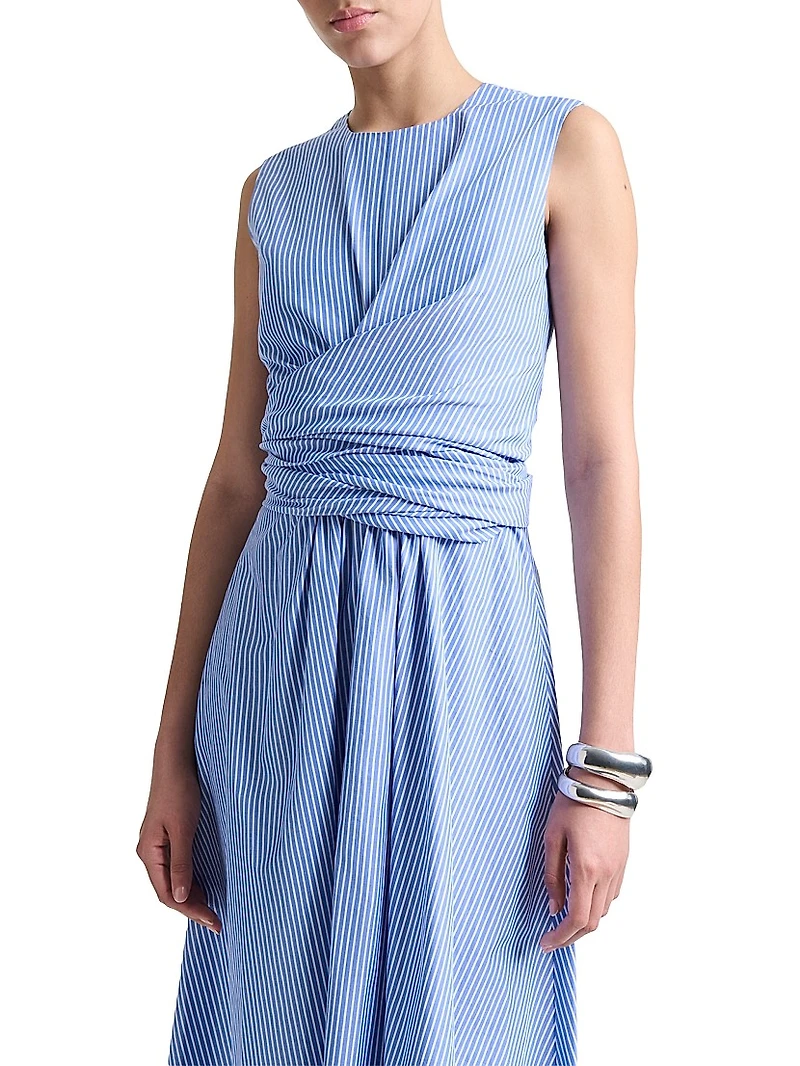 Penny Striped Cotton Midi-Dress