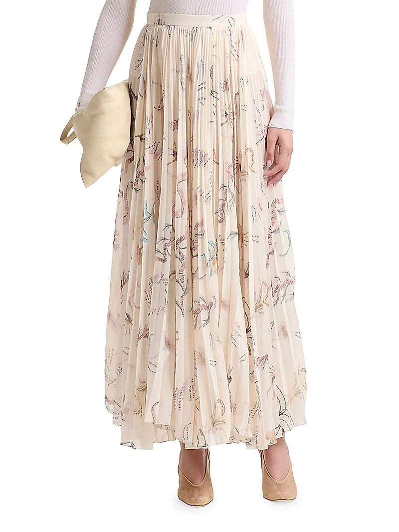 Sif Printed Pleated Maxi Skirt