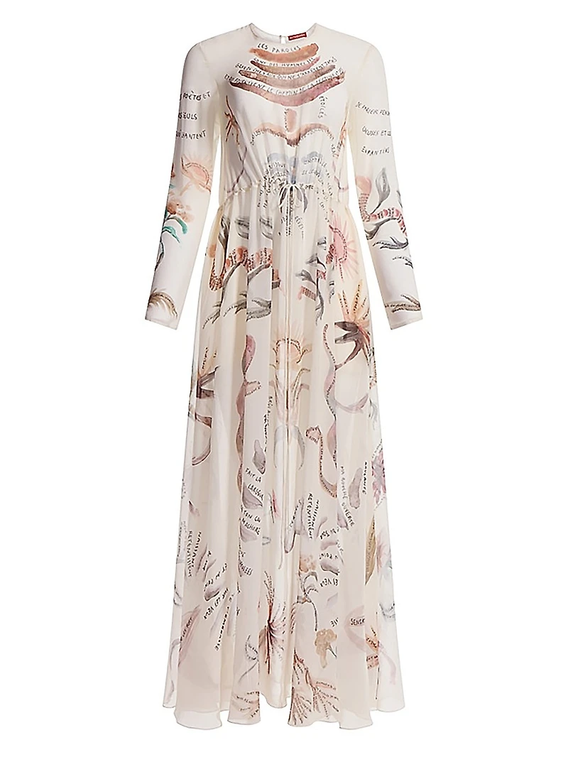 Sybbeline Printed Silk Maxi Dress
