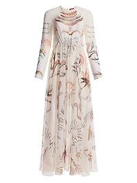 Sybbeline Printed Silk Maxi Dress