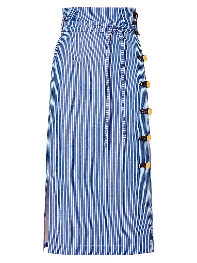 Hiroki Striped Cotton Midi Skirt