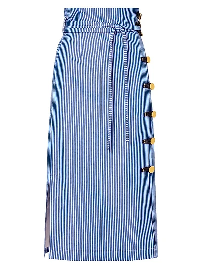 Hiroki Striped Cotton Midi Skirt