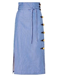 Hiroki Striped Cotton Midi Skirt