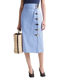 Hiroki Striped Cotton Midi Skirt