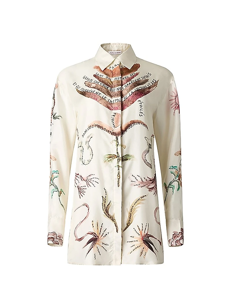 Chika Printed Silk Button-Front Shirt