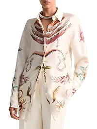 Chika Printed Silk Button-Front Shirt