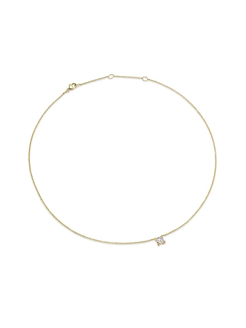 Micro Chatelaine Pendant Necklace in 18K Yellow Gold with Diamond, 4.6MM