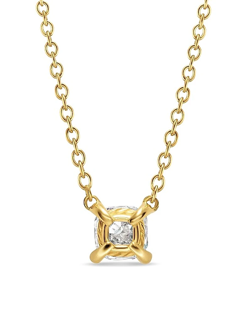 Micro Chatelaine Pendant Necklace in 18K Yellow Gold with Diamond, 4.6MM