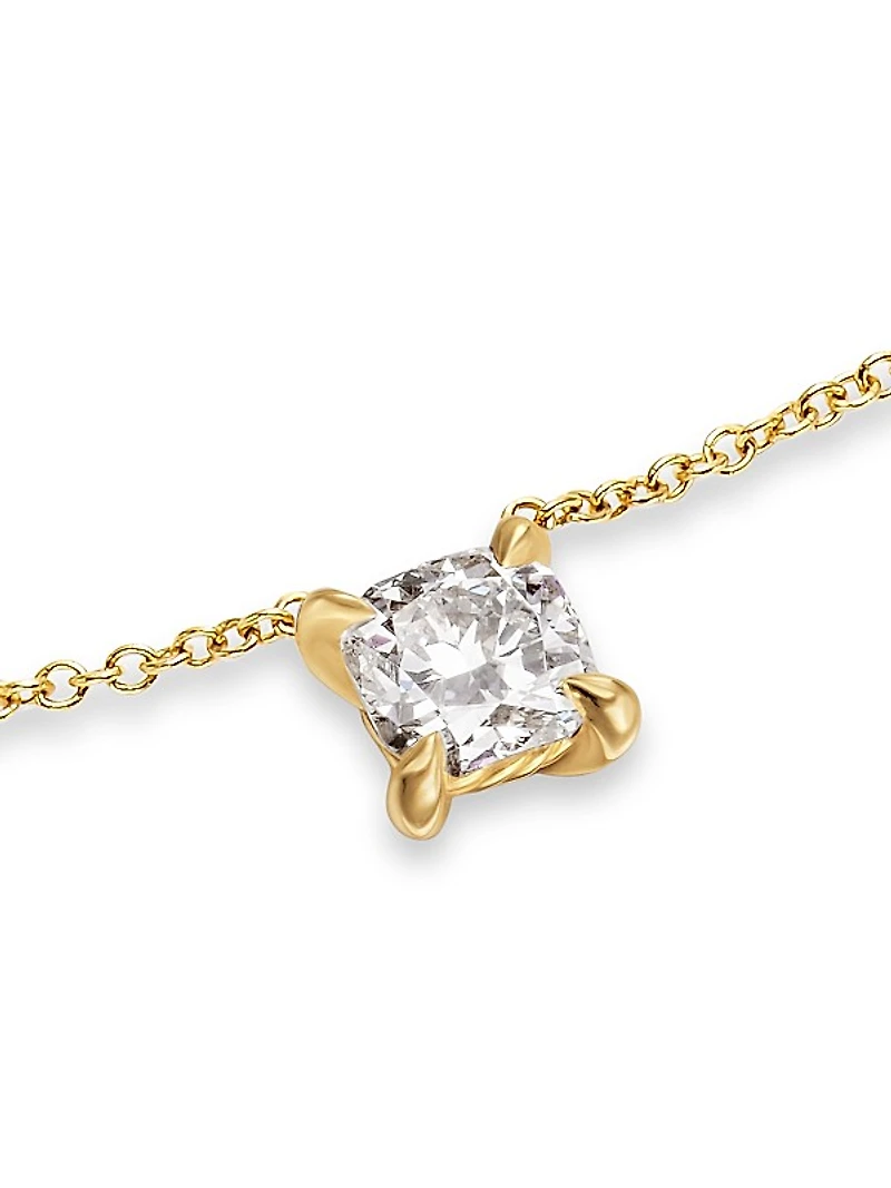 Micro Chatelaine Pendant Necklace in 18K Yellow Gold with Diamond, 4.6MM