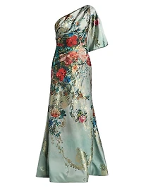 One-Shoulder Organza A-Line Gown