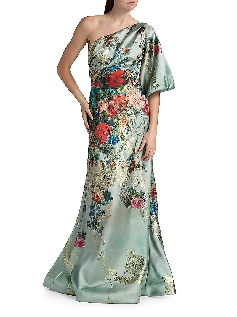 One-Shoulder Organza A-Line Gown