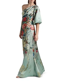 One-Shoulder Organza A-Line Gown