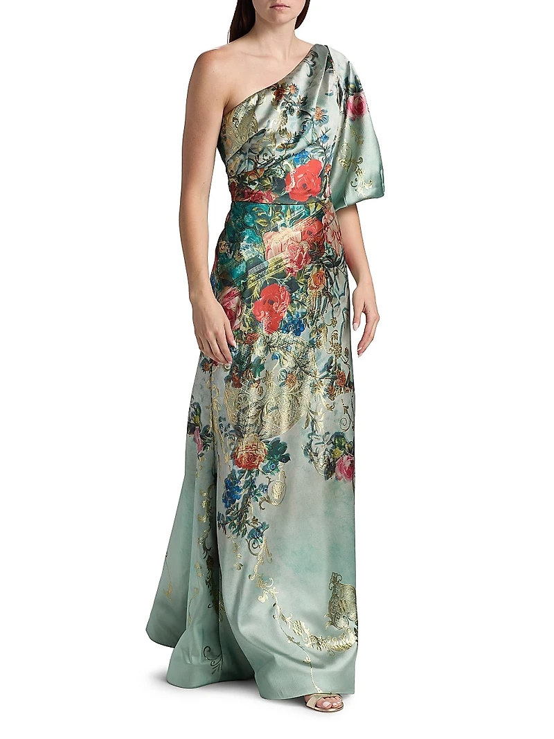 One-Shoulder Organza A-Line Gown