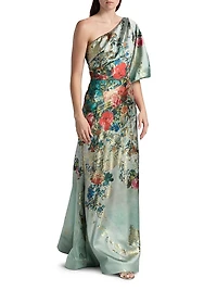 One-Shoulder Organza A-Line Gown