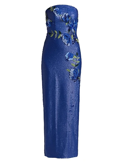 Floral Sequin Strapless Gown