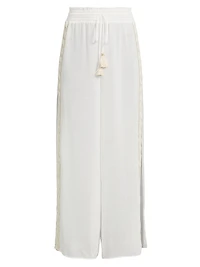 Glora Embroidered Side-Slit Cover-Up Pants