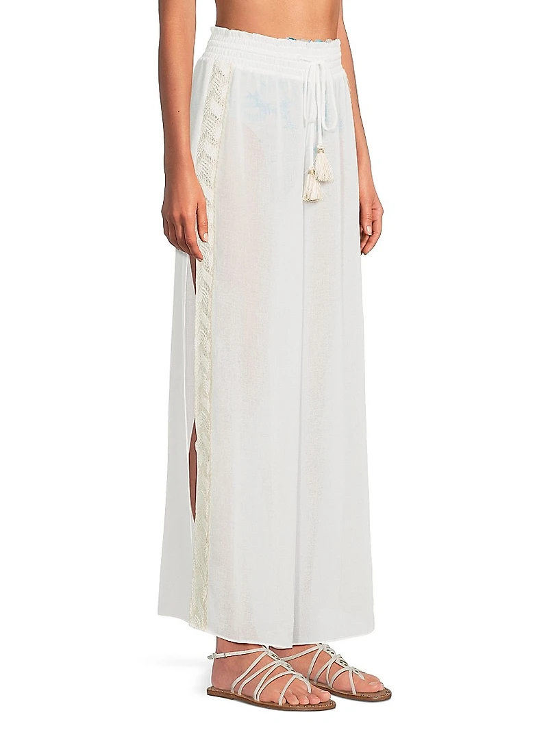 Glora Embroidered Side-Slit Cover-Up Pants