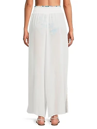 Glora Embroidered Side-Slit Cover-Up Pants