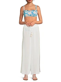 Glora Embroidered Side-Slit Cover-Up Pants